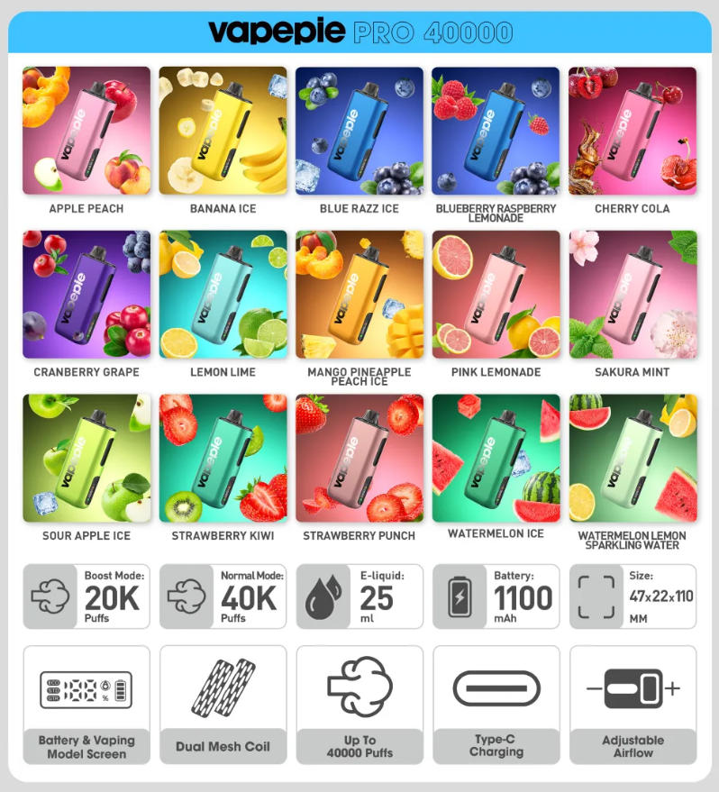 STRAWBERRY PUNCH-Vapepie PRO 40000 Zaciągnięć