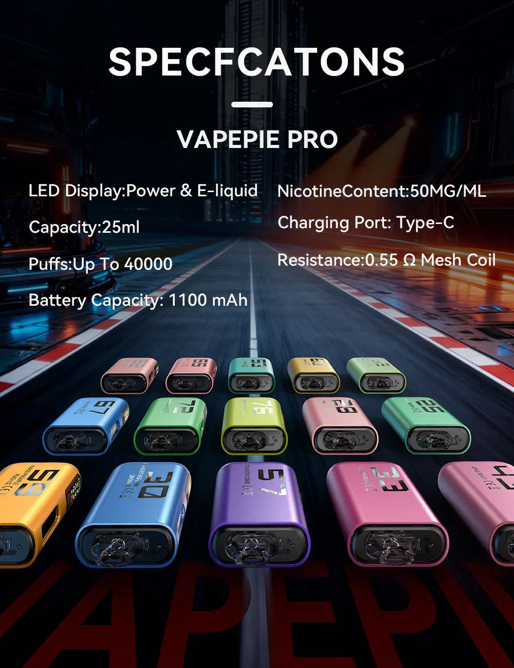 BLUE RAZZ ICE-Vapepie PRO 40000 Zaciągnięć